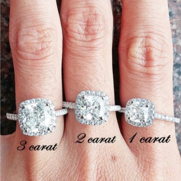 Diamond 2CTW Genuine Cushion Cut Halo White Gold Ring Certified GIA Authentic - Picture 9 of 16